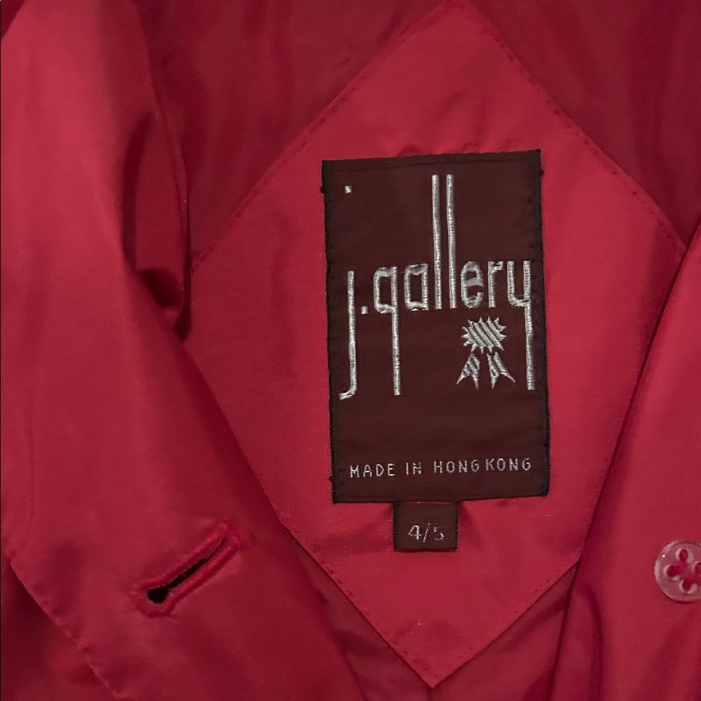 VINTAGE J. Gallery Red Button-Up Trench Coat Women’s Size 4 - Picture 2 of 8